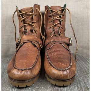 Vintage Polo Ralph Lauren Dry Country Distressed Brown Leather Ranger Boots 13D